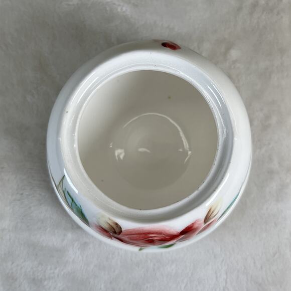 Lefton Handpainted Jelly/Jam Dish, Americana Rose Design 5”x 5” w/o Spoon Chrty - Picture 8 of 14